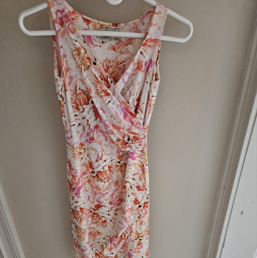 Chiara Boni Pink and Orange Floral Midi Dress